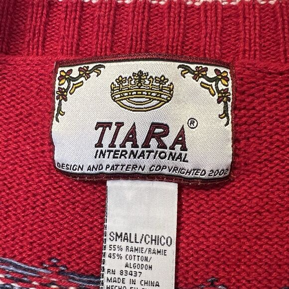 Tiara International Sweater Size Small Full Zip Y2K Vintage Americana Christmas - Picture 6 of 12